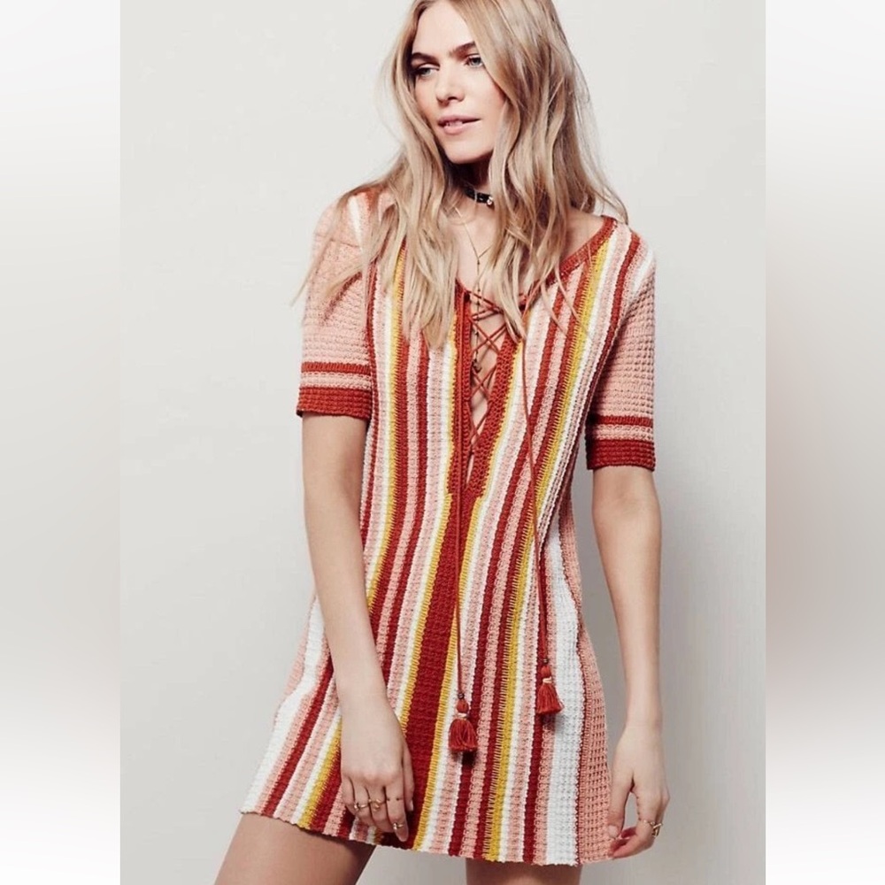 FREE PEOPLE|NWT Sunset Lollypop Knit Cotton Dress Sz XS